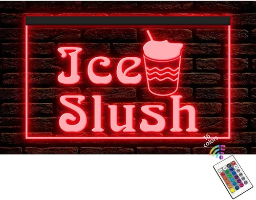 110244 Ice Slush Cold Drink Frozen Cafe Shop Display - Letrero de neón con luz LED (12 x 8 pulgadas, 16 colores por control remoto)