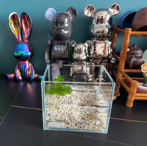 Miniatura 4 de AWXZOM Pequeño Tanque Nano Alto Sin Montura, Tanque de Peces de Vidrio, Tanque Betta (0.7 Galones, 5.9x4.3x5.1in/15x11x13cm)