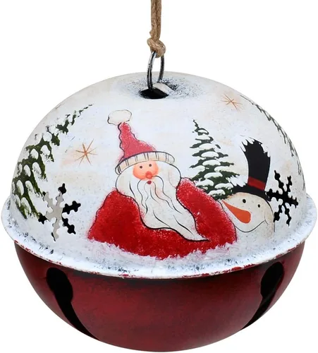 Miniatura 10 de Adorno para árbol de Navidad, de metal, rústico, cascabel, adorno colgante con muñeco de nieve, Papá Noel, campanas decorativas de trineo, Juego