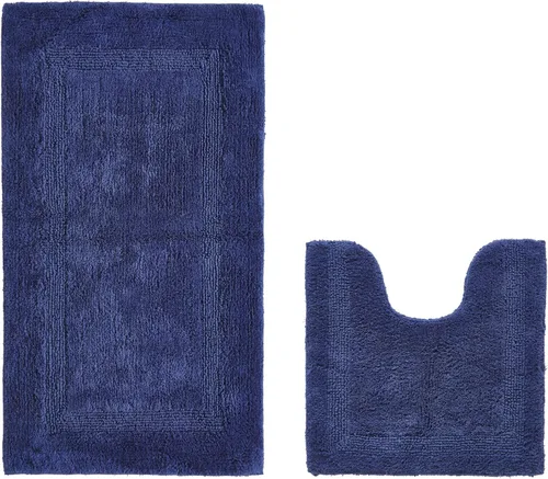 Miniatura 32 de Better Trends Alfombra de Inodoro en Forma de U Cubierta de Asiento de Inodoro de Lujo 100% Algodón Absorbente de Agua, Cubierta de Tapa Reversible
