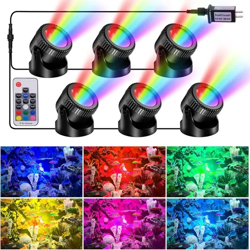 Miniatura 11 de POPOSOAP Luces de estanque, 4 en 1, luces de estanque subacuáticas blancas cálidas, focos LED impermeables IP68 para paisajismo para estanque