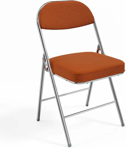 Miniatura 8 de VINGLI Paquete de 2 sillas plegables con asiento y respaldo acolchados, marco de metal, tela de pana duradera, capacidad de 350 libras, juego de 2