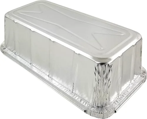 Miniatura 6 de PACTOGO Moldes de papel de aluminio de 2 libras para pan/pan con tapa de cúpula transparente (paquete de 12 juegos)