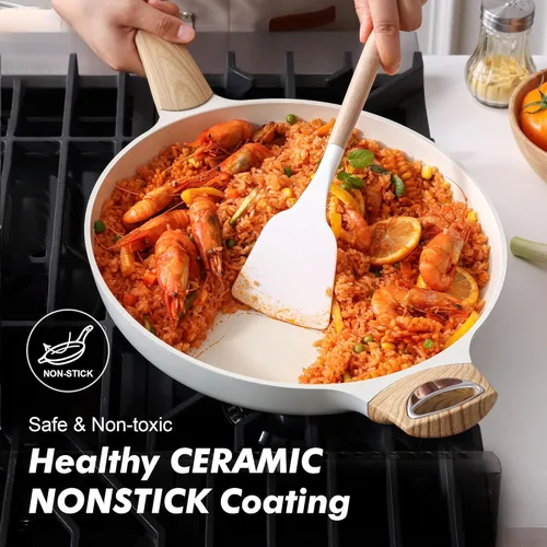 Miniatura 2 de Sartén de Cerámica Antiadherente de SENSARTE, Sartén de Saltear y Freír de 12.5 Pulgadas con Mango Ergonómico, Sartén Grande de Cocina de Chef