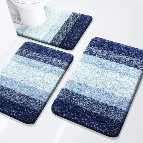 Miniatura 9 de Arotive - Juego de alfombras de baño de 3 piezas, alfombras de baño extra suaves y absorbentes, alfombrillas de baño lavables a máquina y que se