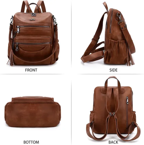 Miniatura 78 de Bolsos mochila monedero de piel sintética para mujer, bolsas con zíper, mochilas de hombro casuales