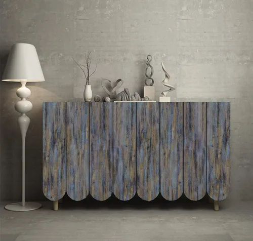 Miniatura 3 de CiCiwind Papel tapiz de madera azul púrpura para despegar y pegar, papel tapiz de madera sintética, película de vinilo decorativa, rollo de cajón