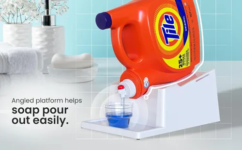 Miniatura 4 de TidyFriend - Paquete de 3 soportes para detergente líquido con bandeja de goteo y patas de agarre de goma, soporte para organización y Blanco
