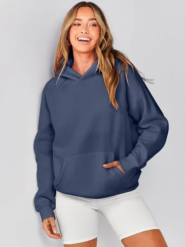 Miniatura 3 de Caracilia Sudaderas con capucha de gran tamaño para mujer, de forro polar, manga larga, con bolsillos, ropa de moda para otoño 2024