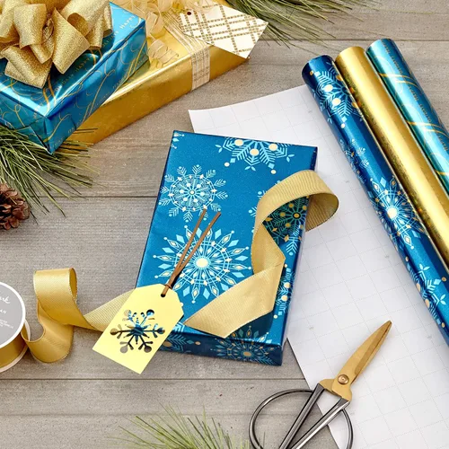 Miniatura 2 de Hallmark - Rollos de papel de regalo de Navidad, envoltura de regalo de aluminio metálico para las fiestas
