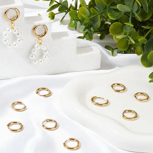 Miniatura 2 de UNICRAFTALE 24 aretes de aro de oro hipoalergénicos de acero inoxidable para mujer, joyería de 0.551 in