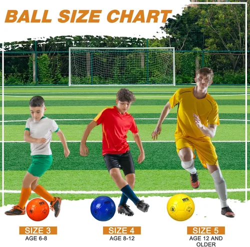 Miniatura 3 de 6 pelotas de fútbol con bomba de inflado, tamaño a granel, 5/4/3, pelotas de fútbol desinfladas, regalo para jóvenes y adultos, práctica