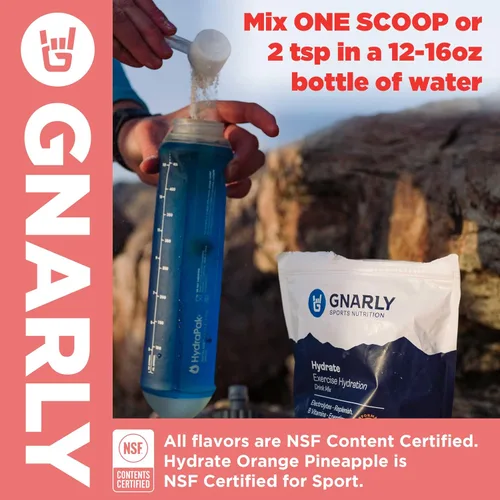Miniatura 7 de Gnarly Nutrition Hydrate Electrolyte Powder - Mezcla de bebida hidratante para ejercicio de pomelo rojo rubí - Contenido NSF certificado - Solución