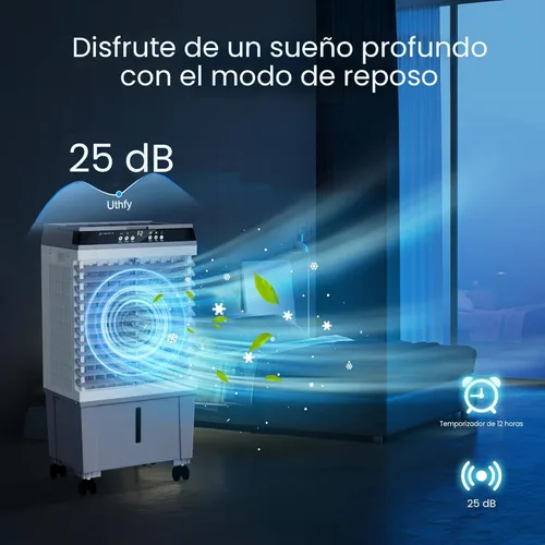Miniatura 8 de Uthfy Enfriador de aire evaporativo de 1800 CFM, aire acondicionado 3 en 1 con motor de cobre, tanque de agua de 5.3 galones, 6 paquetes de hielo