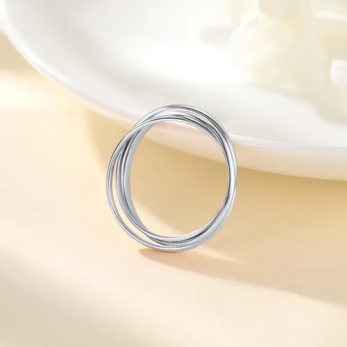 Miniatura 7 de Suplight Anillos entrelazados de plata de ley para mujer, anillo simple para ansiedad, anillos de polvo de estrellas lisos, anillo apilable