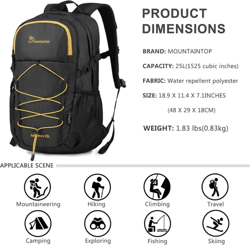Miniatura 2 de MOUNTAINTOP Mochila de senderismo, mochila de campamento de 25 litros, mochila de senderismo para hombres y mujeres, mochila de viaje ligera