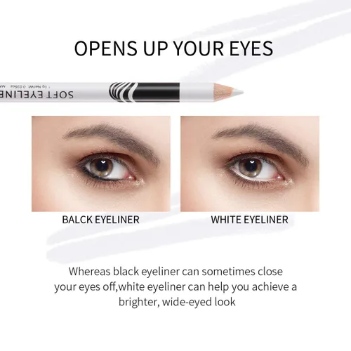 Miniatura 5 de Fashionwu Lápices delineadores de ojos blancos de uso profesional como resaltador, suaves, impermeables, sombra de ojos de larga duración