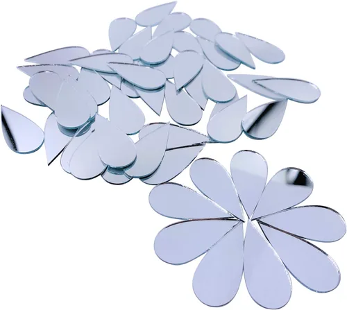 Miniatura 2 de CHENRUI 100pcs largo lágrima espejo mosaico azulejos artesanía espejos (plata)