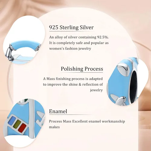 Miniatura 3 de HAEPIAR Dije de plata de ley S925 para pulseras y collares, para viajes y compras, dijes de cuentas para mujeres y niñas