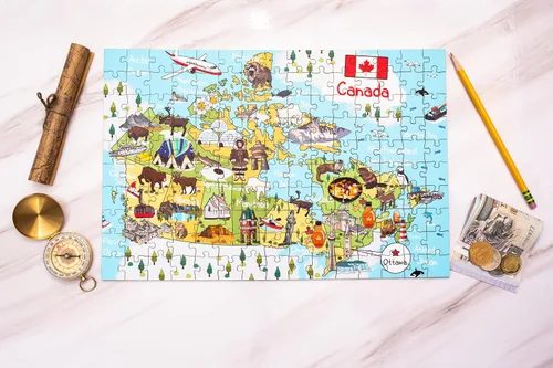 Miniatura 2 de Rompecabezas de madera con mapa de Canadá de 152 piezas, 15 x 10 pulgadas