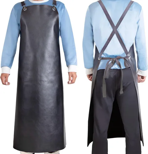 Miniatura 13 de SHEOMERN Delantal de goma impermeable, 43 pulgadas, antidesgarros, de vinilo resistente, ajustable, más grueso, con espalda cruzada, para Negro
