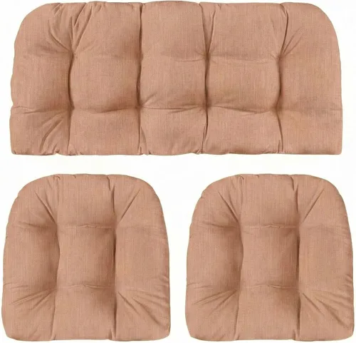 Miniatura 52 de RSH DECOR: Sunbrella - Juego de 3 cojines de mimbre copetudos 41 x 19 pulgadas y 19 x 19 pulgadas Fabricado con tela de rendimiento Sunbrella