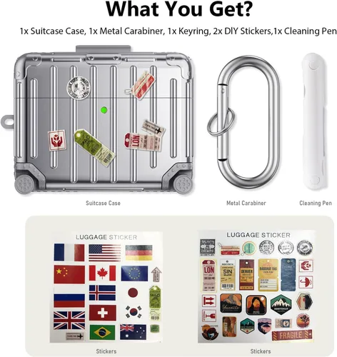 Miniatura 3 de Filoto Funda compatible con AirPods Pro 3, bonito diseño de maleta de moda para AirPods Pro de tercera generación, funda rígida protectora a prueba