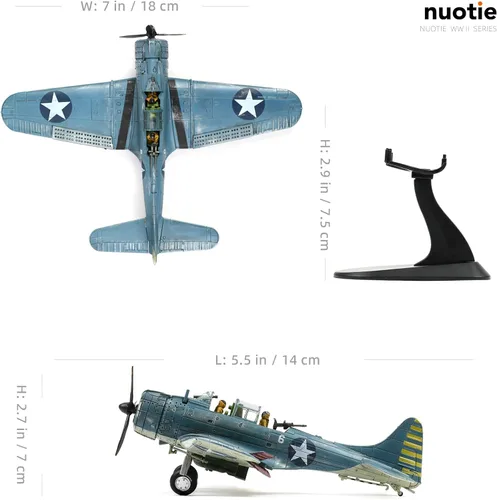 Miniatura 2 de NUOTIE 1/72 Douglas SBD-2 Dauntless Dive Bomber Modelo de Avión de la Segunda Guerra Mundial Midway Avión de Guerra Vintage Metal Fundido a Presión