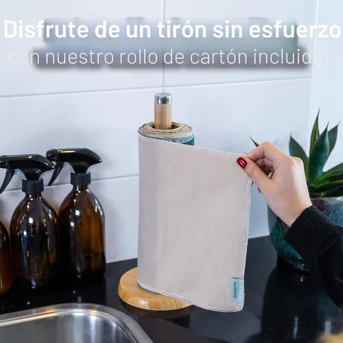 Miniatura 4 de Toallas de papel reutilizables, paquete económico de 24 toallas de papel sin papel. 100% algodón, súper suaves, absorbentes, lavables y hechas