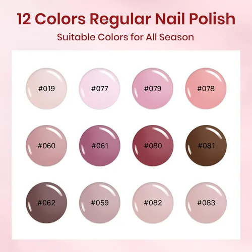 Miniatura 2 de Juego de esmaltes de uñas de 12 colores, secado rápido, esmalte de uñas natural natural rosa nude sin gel, esmalte de uñas de secado rápido