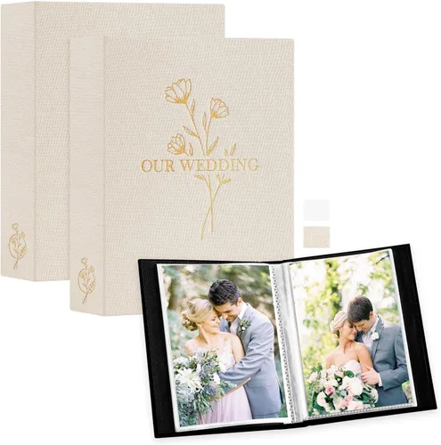 Miniatura 13 de Lanpn Álbum de Fotos de Boda 4x6 pulgadas 2 Paquetes, Cada Paquete Contiene 50 Fotos, Bolsillos Deslizantes Mini Álbumes de Fotos de Boda de Lino