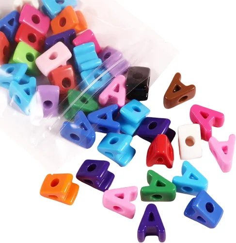 Miniatura 13 de 40 cuentas de letras 3D focales acrílicas sueltas para hacer joyas, pulseras, collares, llavero, bolsa de teléfono, cadena, llaveros (letras mixtas)