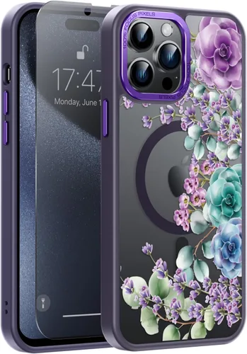 Miniatura 123 de Goodon Funda para iPhone 17 Pro con protector de pantalla de privacidad, compatible con Magsafe, a prueba de golpes, translúcida mate, bonita funda