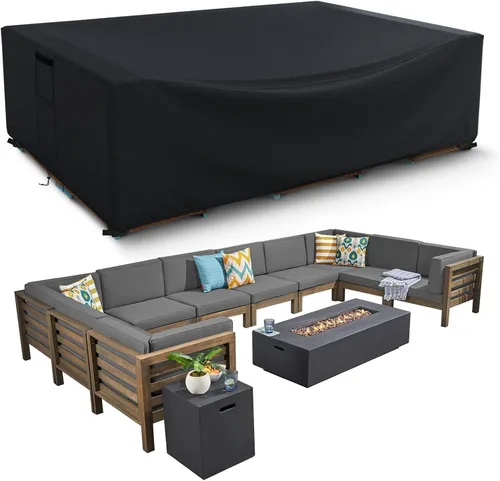 Miniatura 9 de Fundas para muebles de patio impermeables, resistentes 600D, fundas para muebles de exterior para sofá seccional exterior, resistente al desgarro