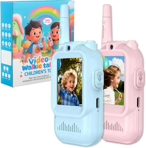 Miniatura 16 de Walkie Talkies de video con pantalla en tiempo real y cambiador de voz, radios recargables de largo alcance para niños de 3 a 12 años, regalos