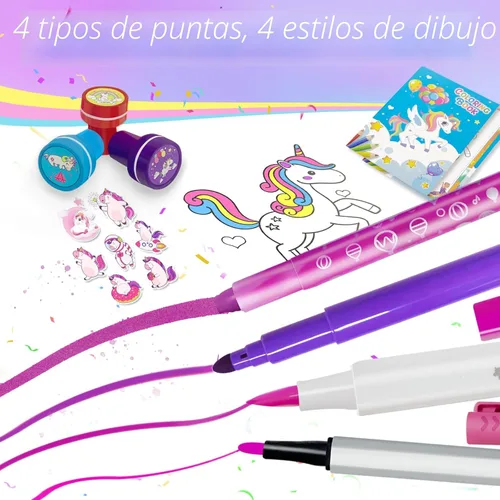 Miniatura 4 de 56 PIEZAS Juego de Marcadores Lavables con Aroma y Purpurina Estuche de Lápices, Artes y Manualidades de Sirenas y Unicornios para niños de 4-6-8