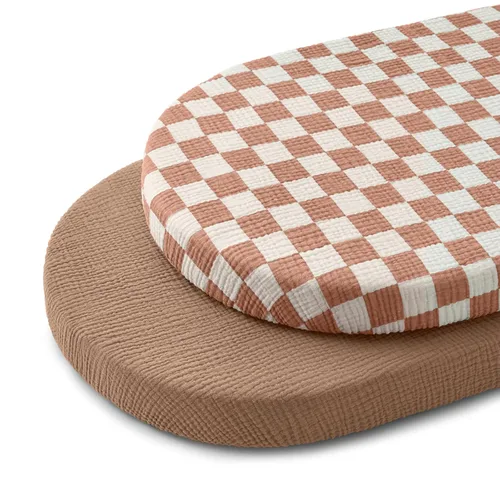 Miniatura 25 de Blissful Diary Sábanas de moisés de muselina para bebés, niñas y niños, de algodón suave bohemio, ajustadas para colchón rectangular ovalado de Sol