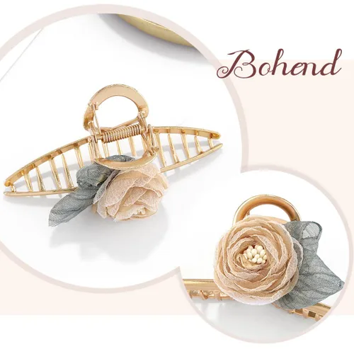 Miniatura 4 de Bohend Pinza para el pelo de flor grande, antideslizante, grueso, fuerte, accesorios de peinado para mujeres y niñas