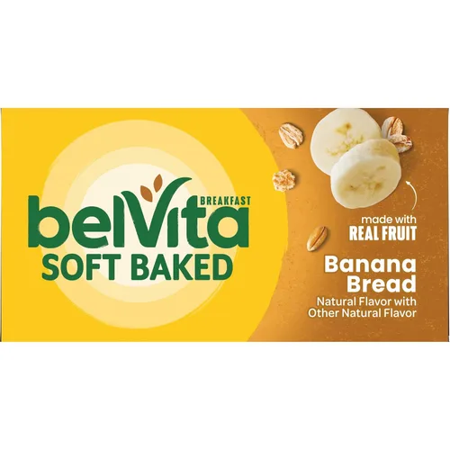 Miniatura 16 de Bizcochos para el desayuno BelVita, cocidos al horno, pan de plátano, caja de 5 recuadros, 8.8 onzas (paquete de 6 unidades).