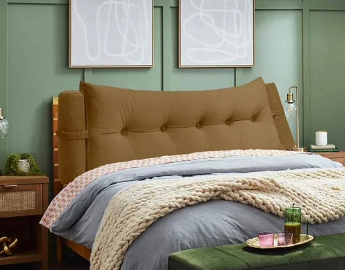Miniatura 2 de Peachwell Almohada triangular de lectura para reposo en cama, cojín bolster grande para cabecero, respaldo, almohada de cuña con dos almohadas Marrón