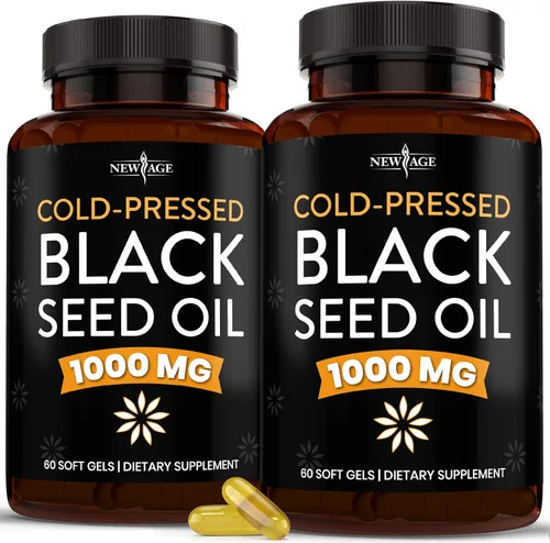 NEW AGE Cápsulas de cápsulas blandas de aceite de semilla negra, prensado en frío de alta calidad, Nigella sativa que produce aceite de semilla de