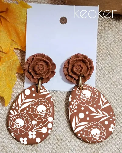 Miniatura 8 de KEOKER Pantalla de seda de Halloween para arcilla polimérica, 6 plantillas de pantalla de seda de otoño para arcilla polimérica en arcilla y otras 6