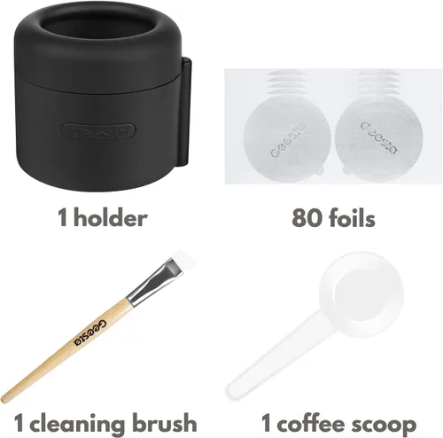 Miniatura 3 de Kit de recarga de cápsulas de café de fácil sellado para Nespresso Vertuoline con un cepillo, cuchara, soporte de cápsula reutilizable y 80 sellos
