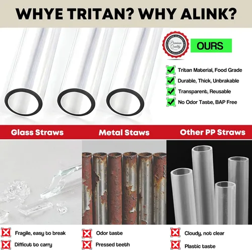 Miniatura 8 de ALINK Paquete de 10 popotes reutilizables transparentes para jarra Stanley de 20 oz y 14 oz, popotes de plástico duro Tritan para Yeti Rtic de 30