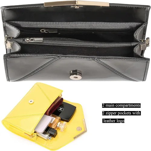Miniatura 7 de DEXMAY - Bolso de mano de noche para mujer, de charol sintético, plegable, bolso formal