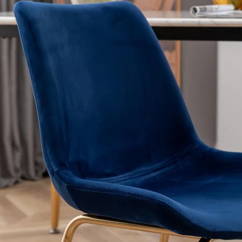 Miniatura 7 de R. Everett - Silla de comedor moderna de terciopelo con patas chapadas en oro duraderas, juego de 2, color azul