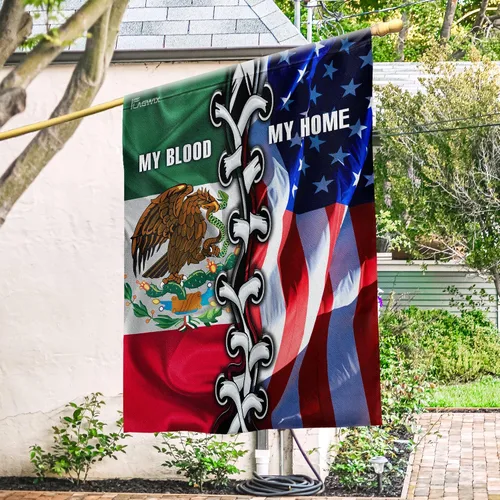 FLAGWIX Banderas de México, My Home My Blood, banderas de decoración del mes de la herencia hispana, decoraciones del 4 de julio para el hogar,