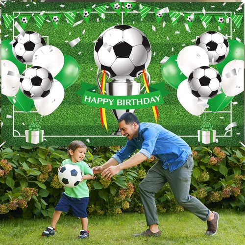 Miniatura 5 de Cartel de feliz cumpleaños de fútbol para niños y adolescentes – Cartel grande de cumpleaños con temática deportiva para fiestas de fútbol Estilo 3
