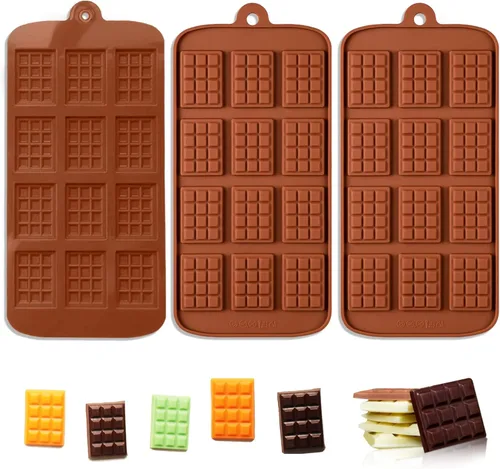 3 Piezas de Moldes de Silicona para Chocolate Separables, Molde Cuadrado Antiadherente para Barra de Caramelo, Molde Reutilizable para Chocolate de
