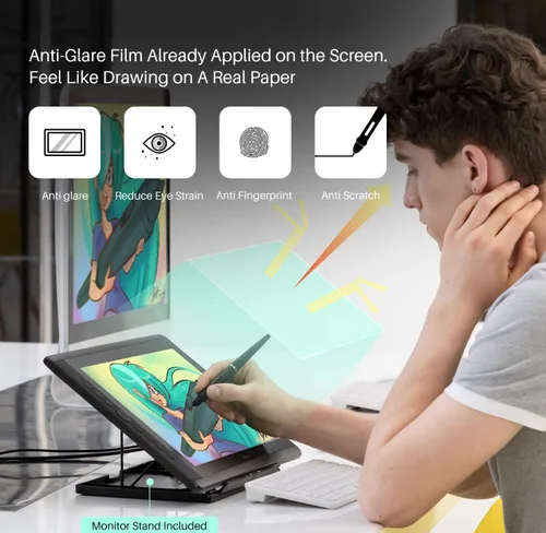 Miniatura 5 de Artisul D16 Tableta de dibujo de 15.6 pulgadas con pantalla IPS Monitor de dibujo gráfico Full Laminated Pen Display Pantalla de lápiz óptico sin